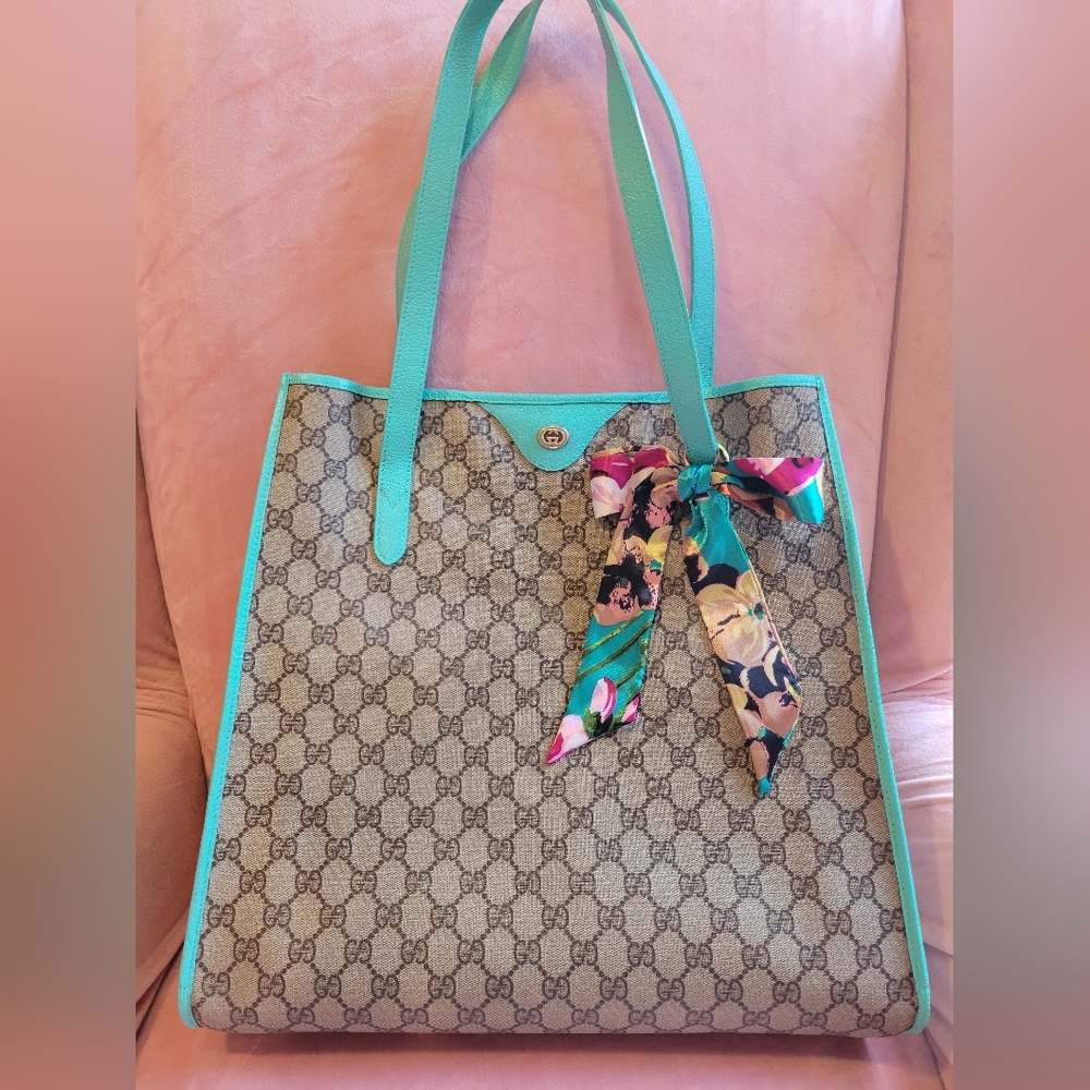 GUC AUTHENTIC VINTAGE GUCCI PVC COATED 15"X15"X4" large tote